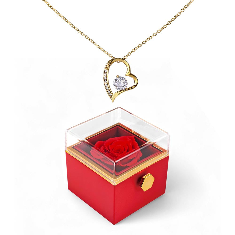 Forever Love Necklace with Preserved Rose Gift Box – Romantic Sentimental Jewelry No Message Card