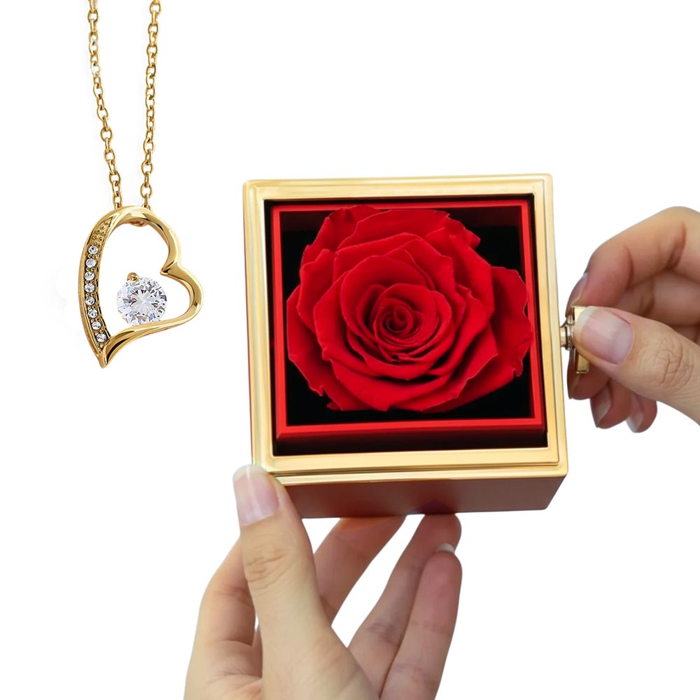 Forever Love Necklace with Preserved Rose Gift Box – Romantic Sentimental Jewelry No Message Card