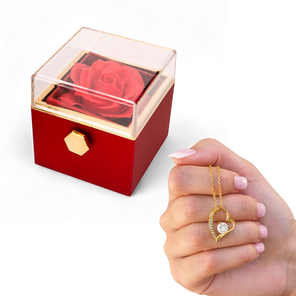 Forever Love Necklace with Preserved Rose Gift Box – Romantic Sentimental Jewelry No Message Card
