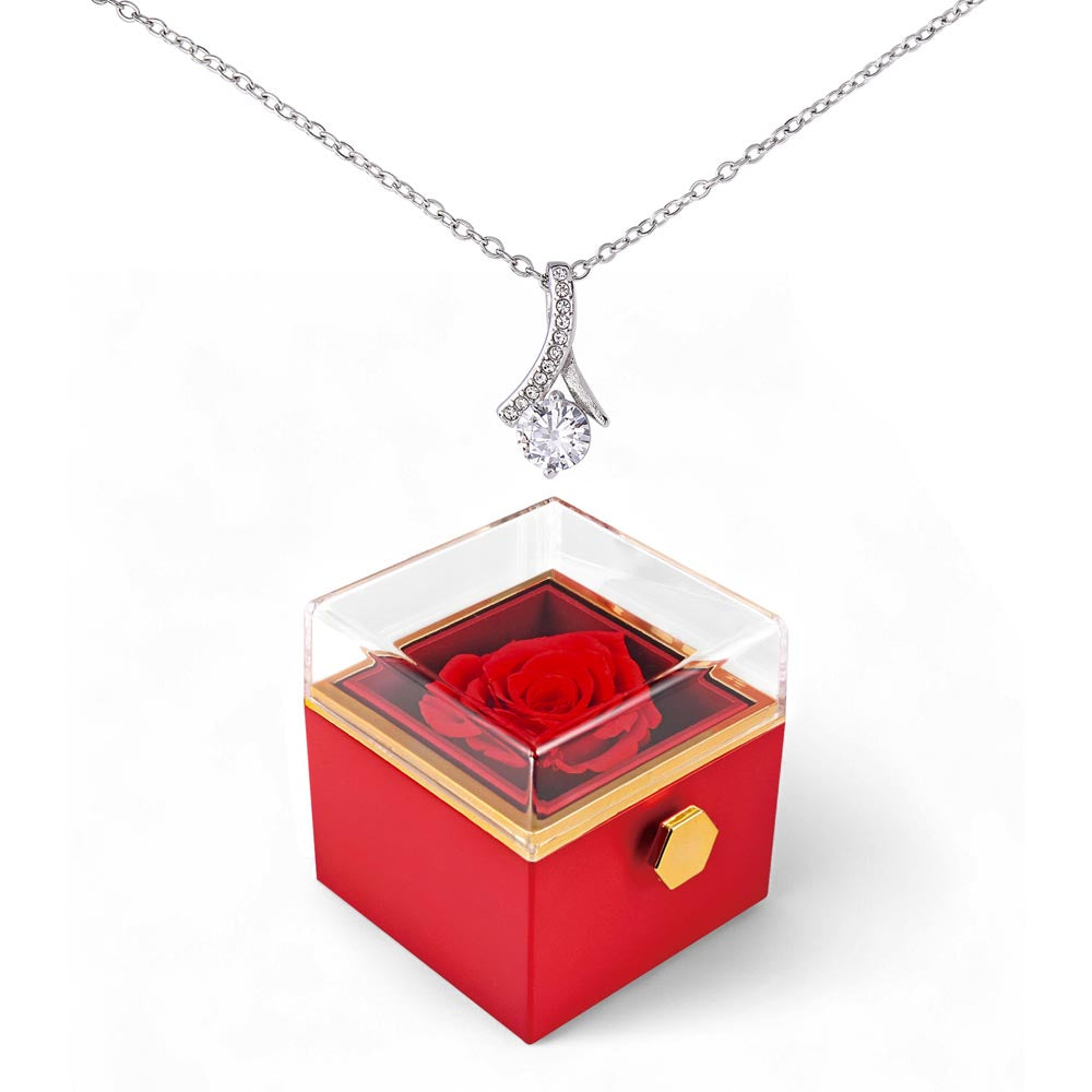 Forever Love Necklace with Preserved Rose Gift Box – Romantic Sentimental Jewelry No Message Card