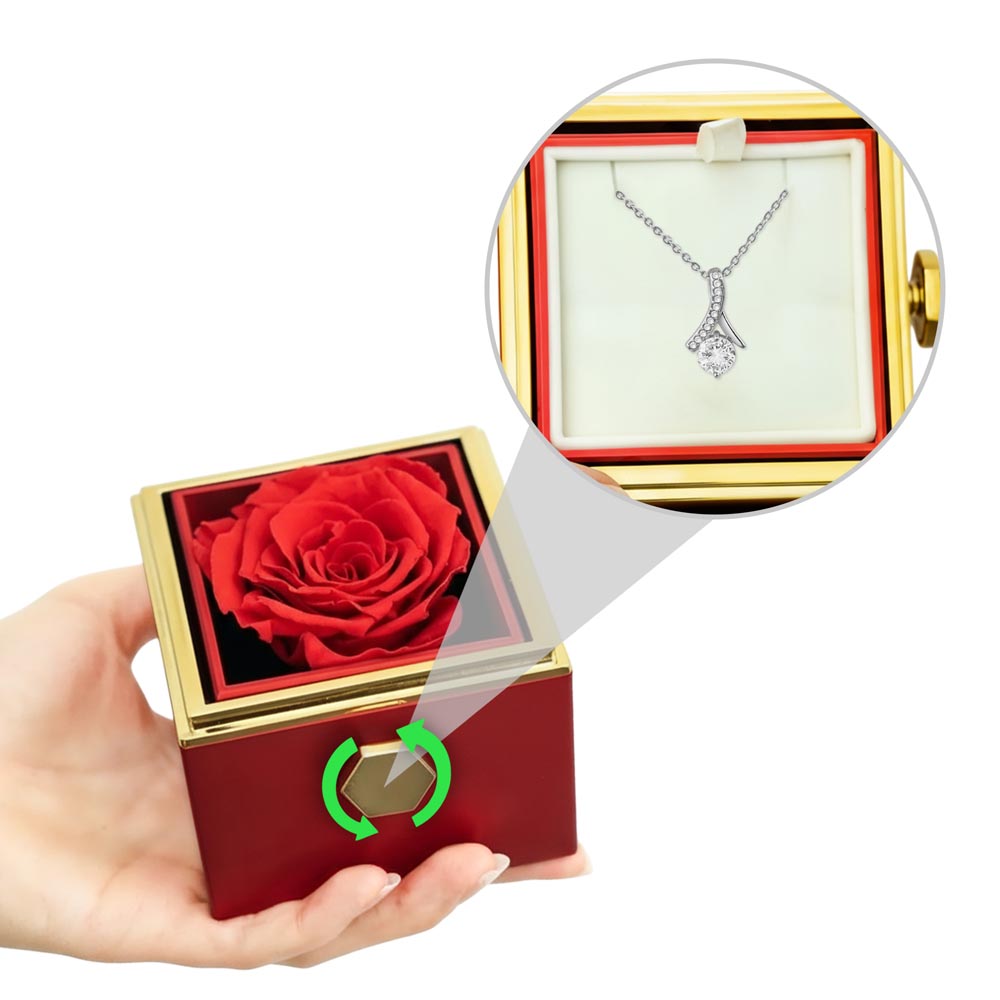 Forever Love Necklace with Preserved Rose Gift Box – Romantic Sentimental Jewelry No Message Card