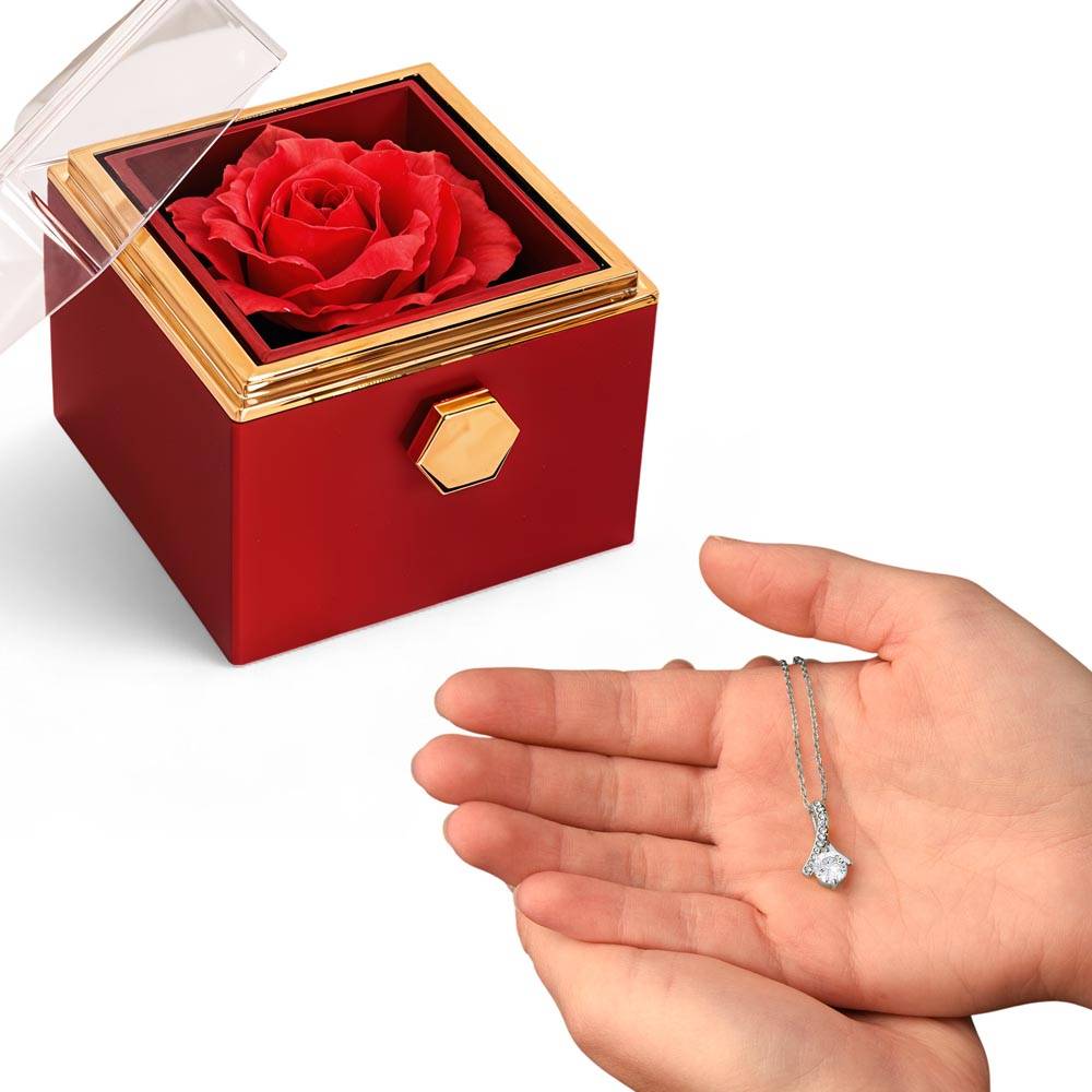 Forever Love Necklace with Preserved Rose Gift Box – Romantic Sentimental Jewelry No Message Card