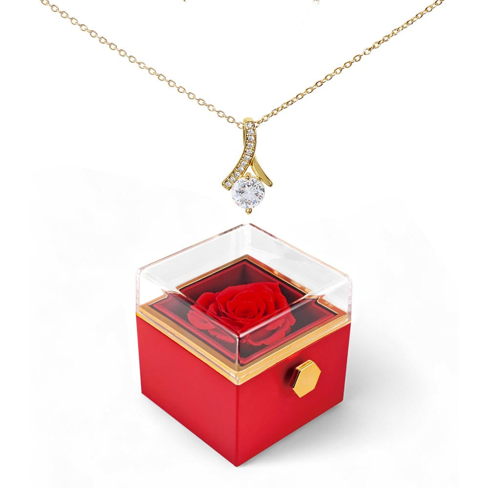Forever Love Necklace with Preserved Rose Gift Box – Romantic Sentimental Jewelry No Message Card