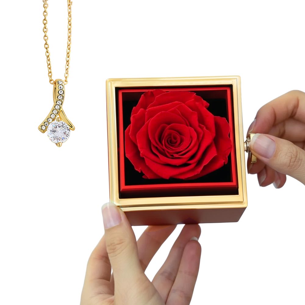 Forever Love Necklace with Preserved Rose Gift Box – Romantic Sentimental Jewelry No Message Card