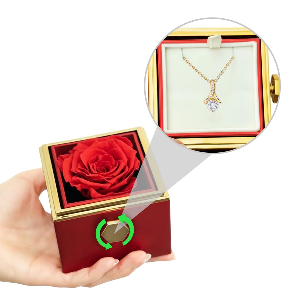 Forever Love Necklace with Preserved Rose Gift Box – Romantic Sentimental Jewelry No Message Card
