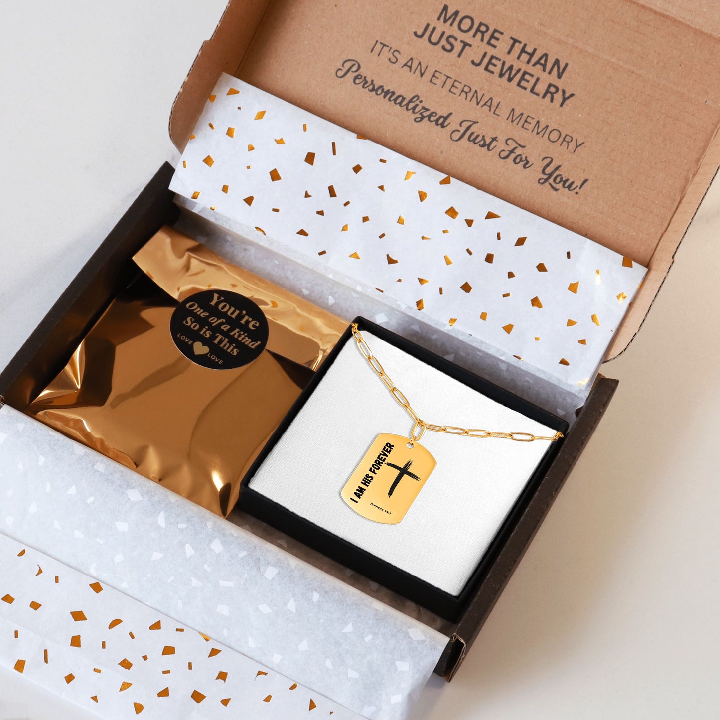 Psalm 139 Series Paperclip Tag Necklace for Women of Faith - "I Am His Forever" (Romans 14:7)