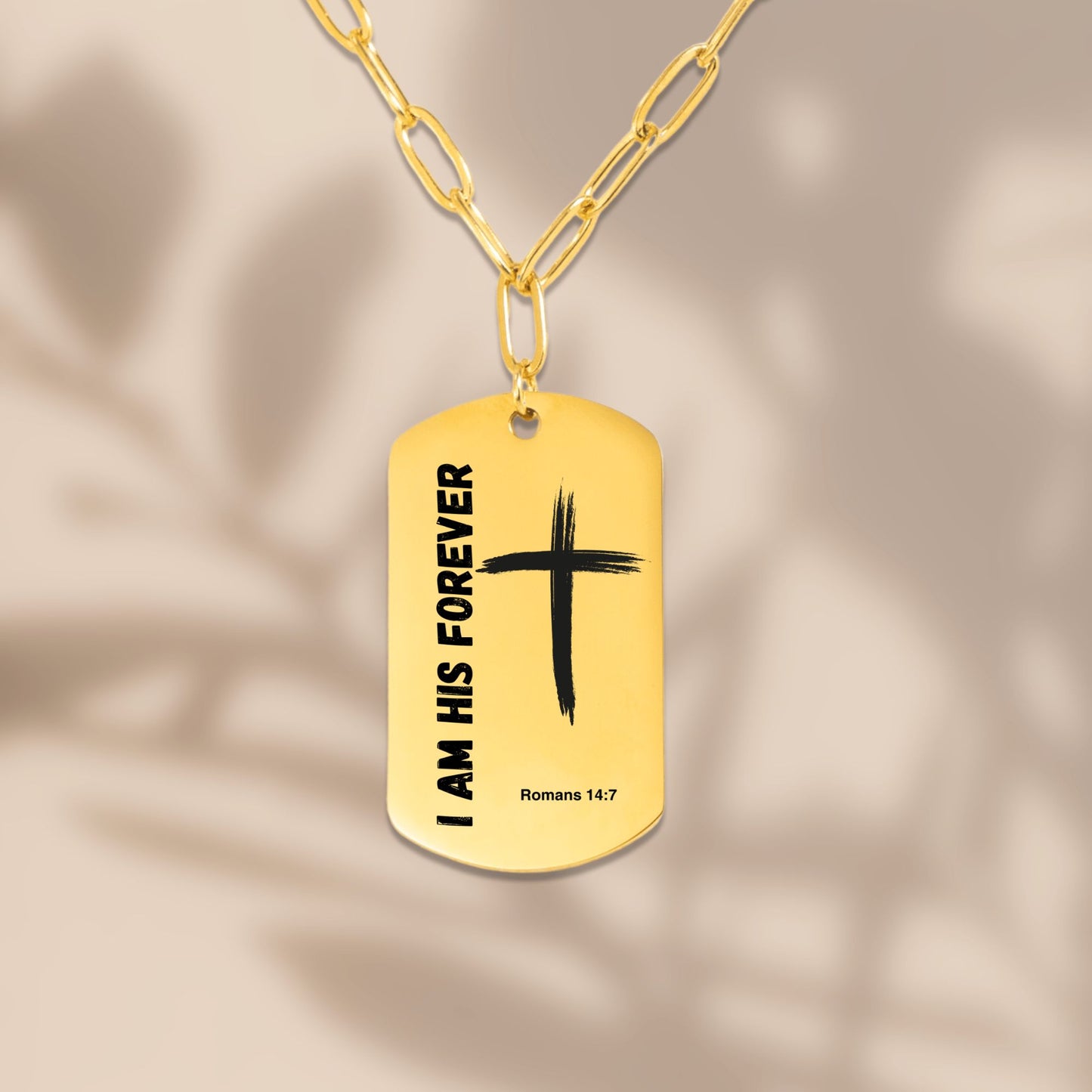 Psalm 139 Series Paperclip Tag Necklace for Women of Faith - "I Am His Forever" (Romans 14:7)
