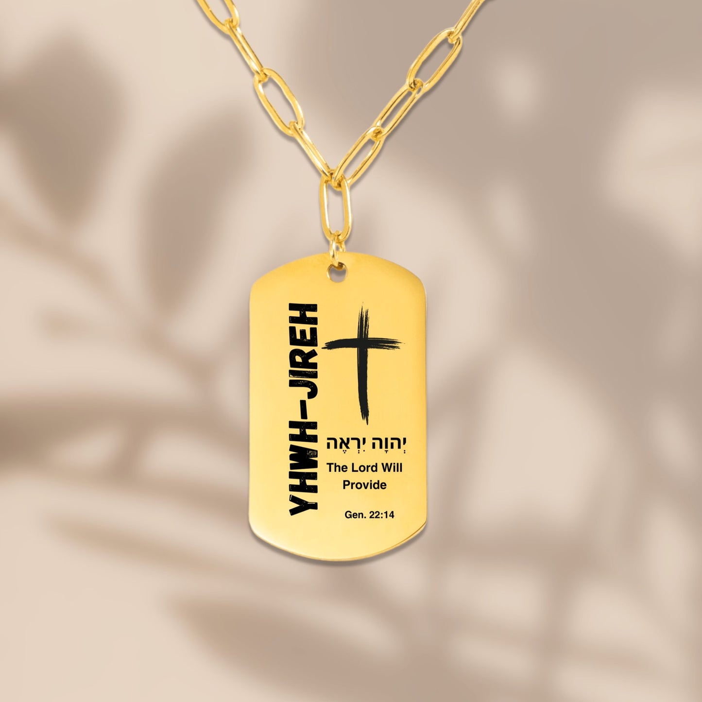 The Names of God Paperclip Tag Necklace YHWH-Jireh, The Lord Will Provide