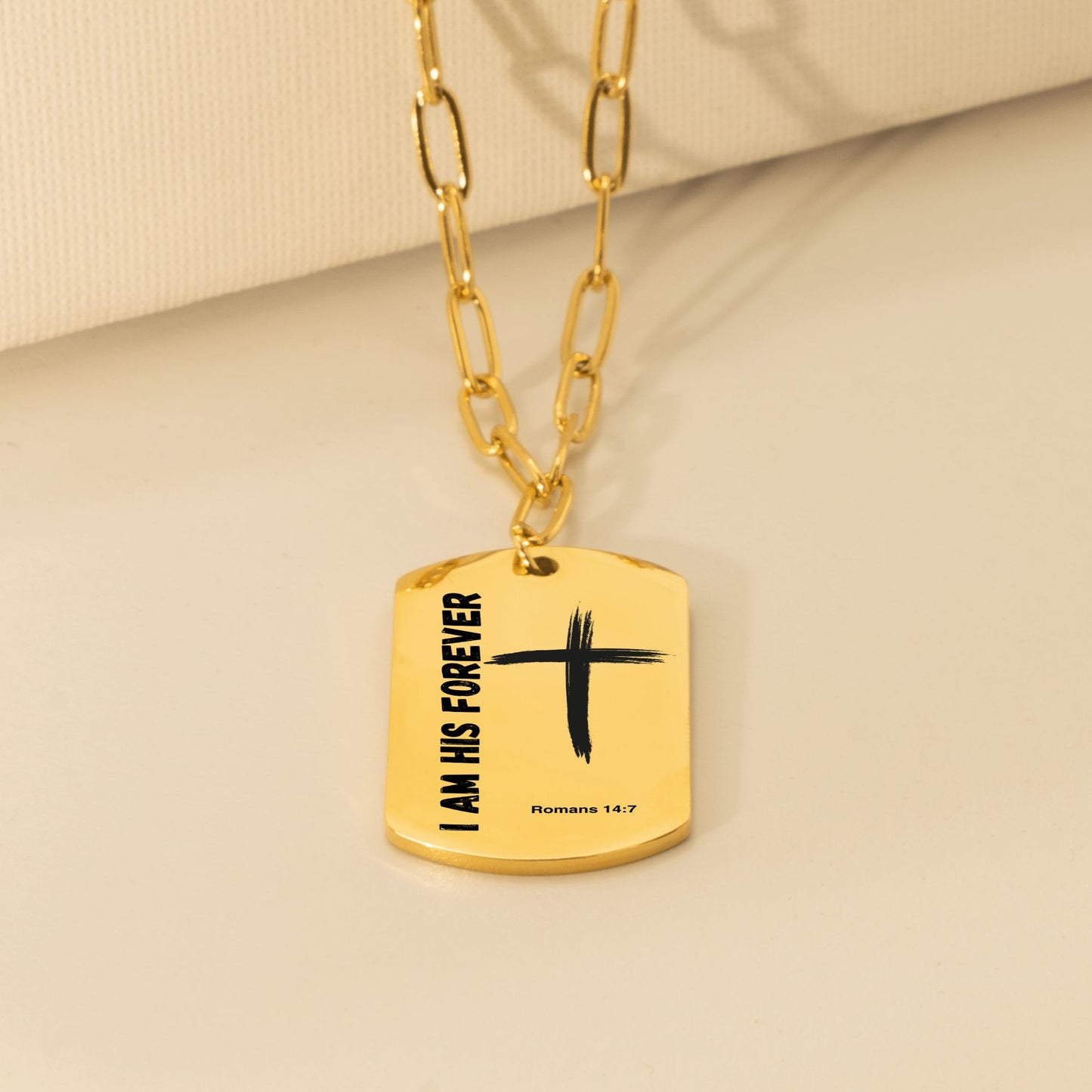 Psalm 139 Series Paperclip Tag Necklace for Women of Faith - "I Am His Forever" (Romans 14:7)