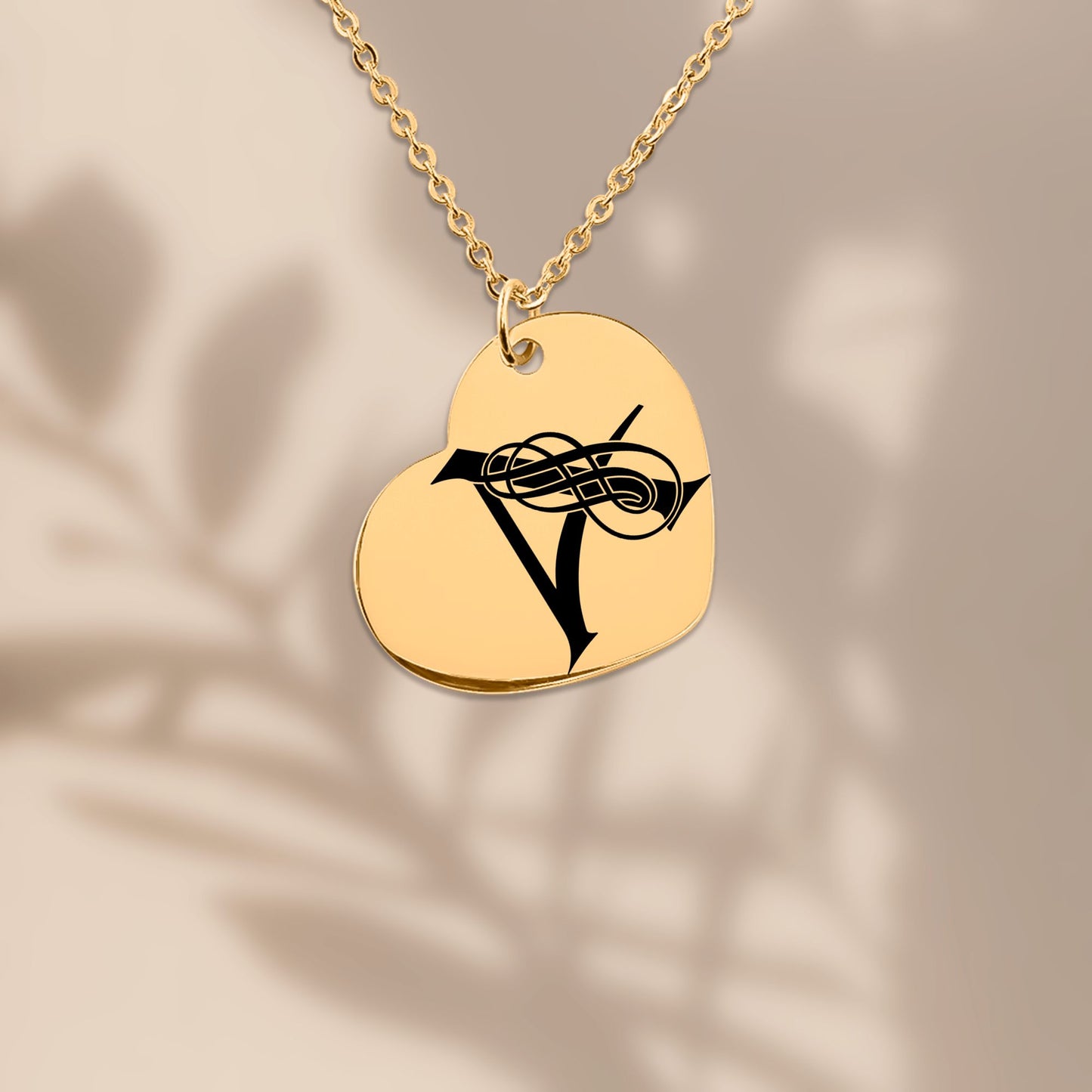 Engraved Heart Necklace with Alphabet Letters
