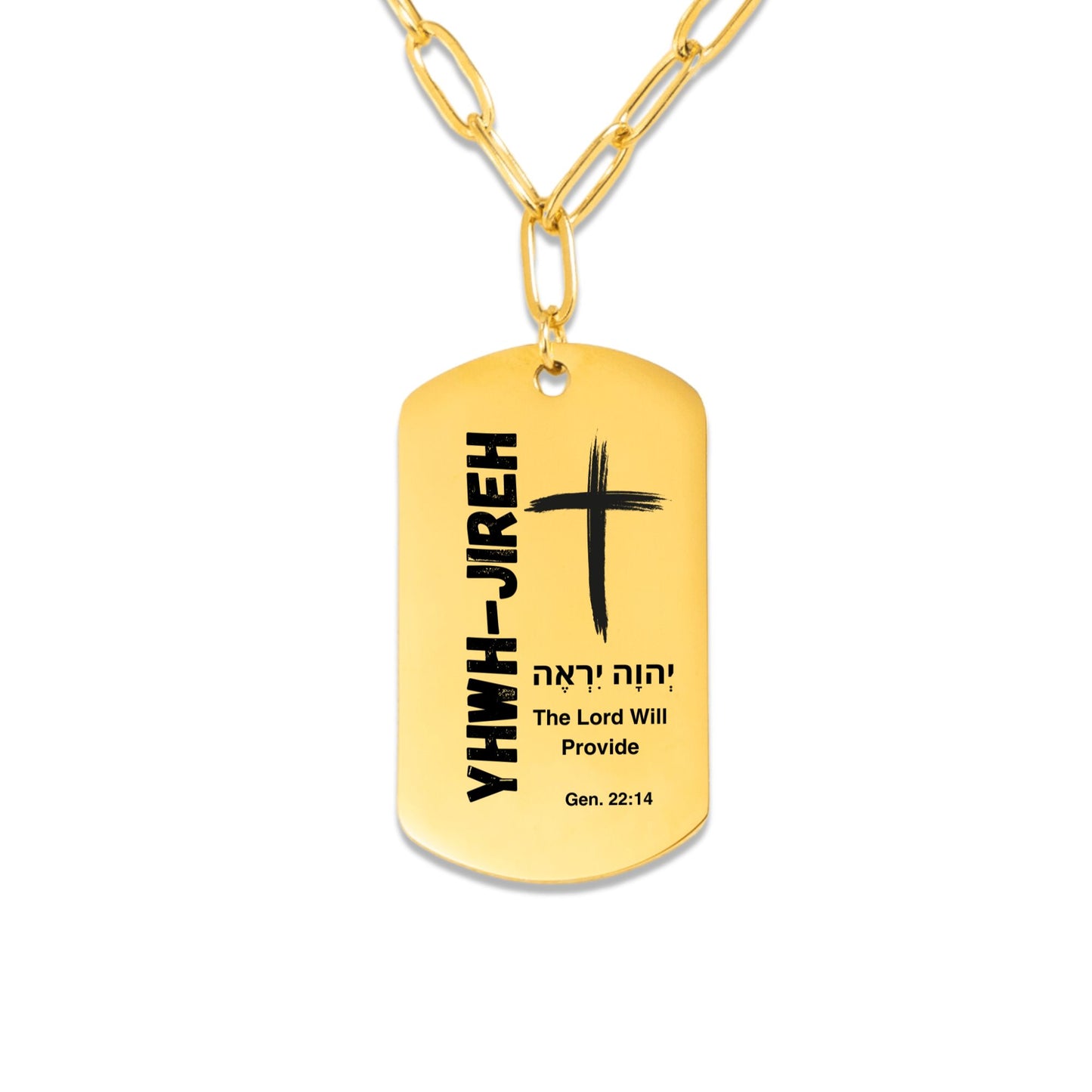 The Names of God Paperclip Tag Necklace YHWH-Jireh, The Lord Will Provide