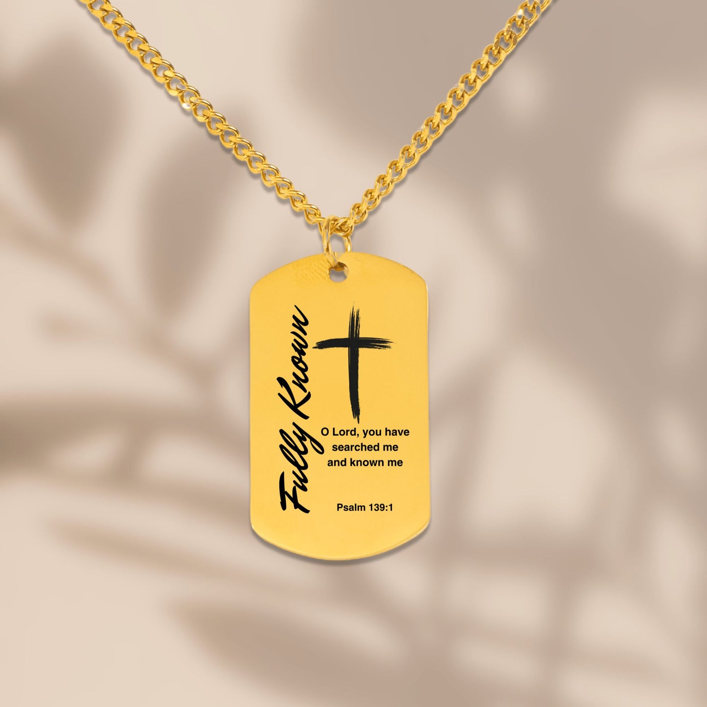 Psalm 139 Series Cuban Tag Necklace Fully Known By God