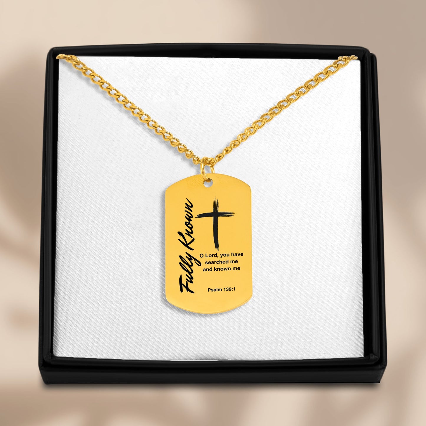 Psalm 139 Series Cuban Tag Necklace Fully Known By God