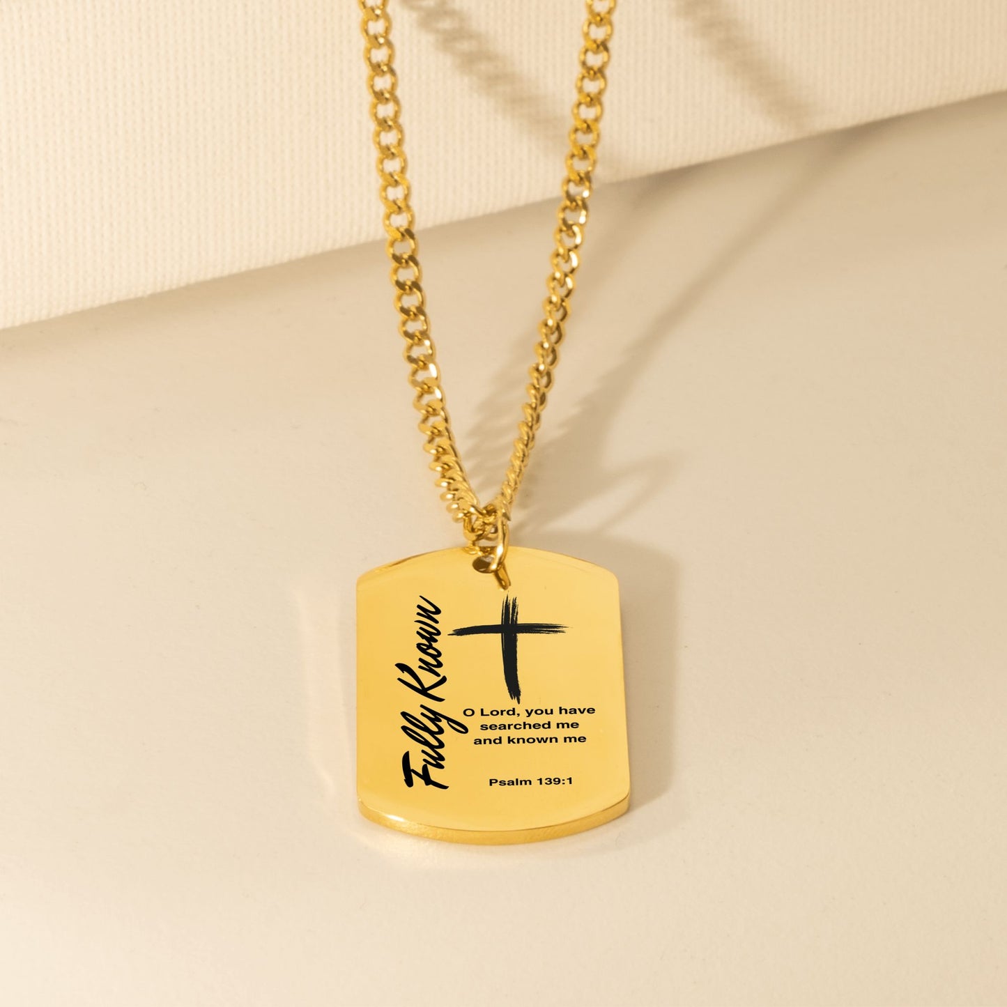 Psalm 139 Series Cuban Tag Necklace Fully Known By God