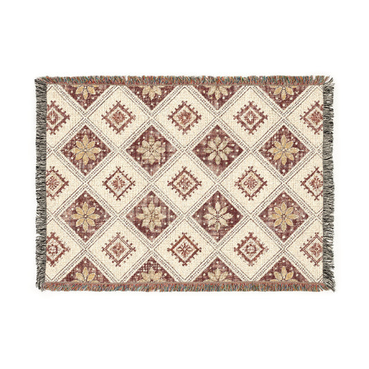 Bohemian Diamond Woven Blanket | Rustic Geometric Throw for a Cozy, Heartfelt Home | Elyvie