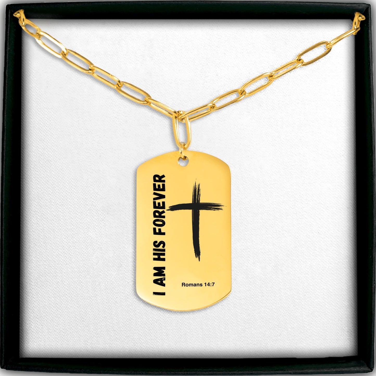 Psalm 139 Series Paperclip Tag Necklace for Women of Faith - "I Am His Forever" (Romans 14:7)