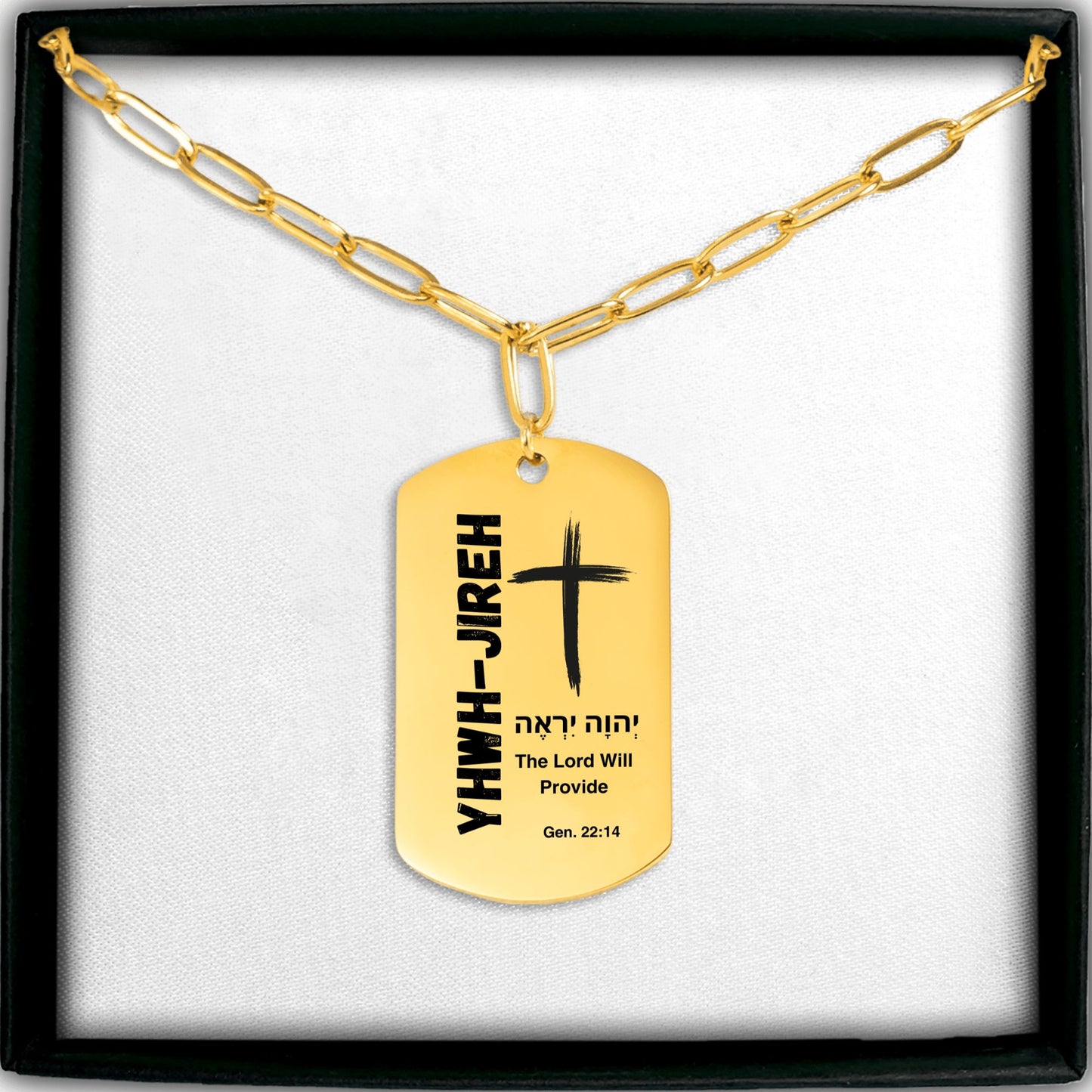 The Names of God Paperclip Tag Necklace YHWH-Jireh, The Lord Will Provide