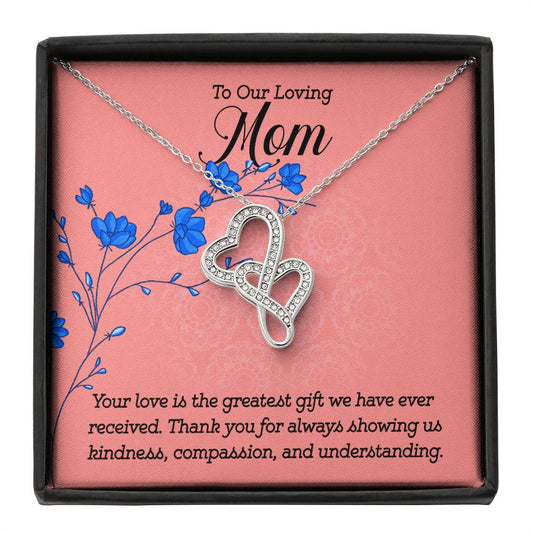 To our loving Mom Your Love is the greatest gift Heart-to-heart Pendant Necklace