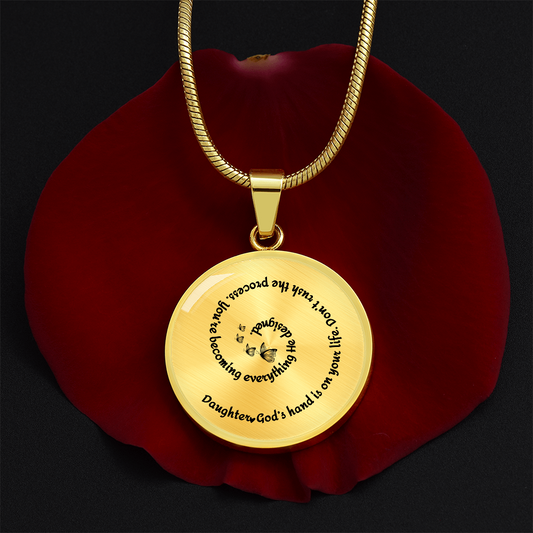 Luxury Graphic Circle Necklace | “Daughter, God’s Hand Is on Your Life” Christian Gift To My Daughter | Elyvie