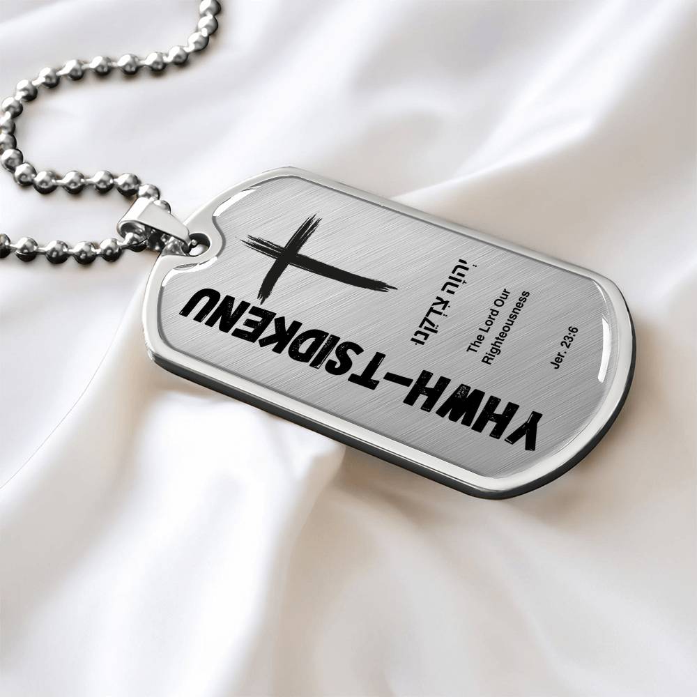 YHWH-Tsidkenu The Lord Our Righteousness The Names of God Luxury Graphic Dog Tag Necklace