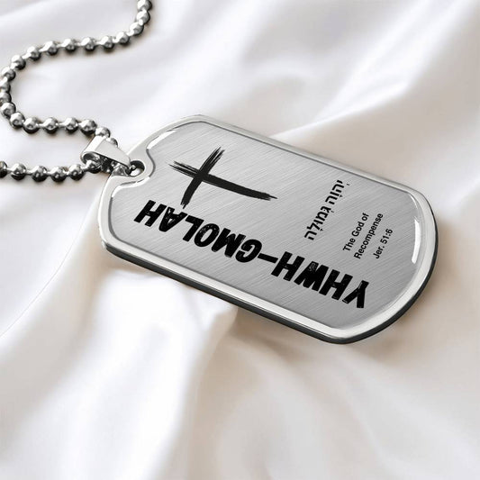 YHWH-Gmolah The God of  Recompense The Names of God  Luxury Graphic Dog Tag Necklace