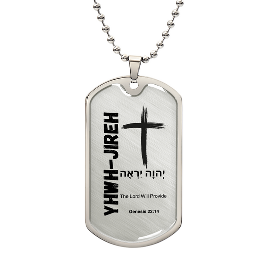 YHWH-Jireh – The Lord Will Provide The Names of God Luxury Graphic Dog Tag Necklace