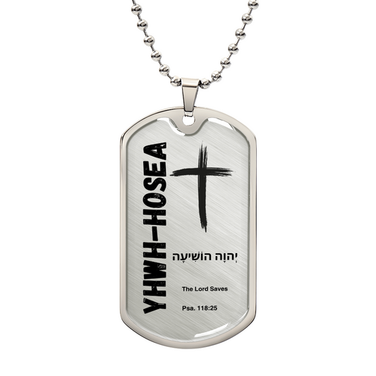 YHWH-Hosea The Lord Saves The Names of God  Luxury Graphic Dog Tag Necklace