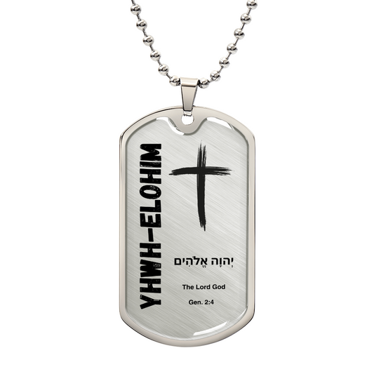 YHWH-Elohim The Lord God The Names of God Luxury Graphic Dog Tag Necklace