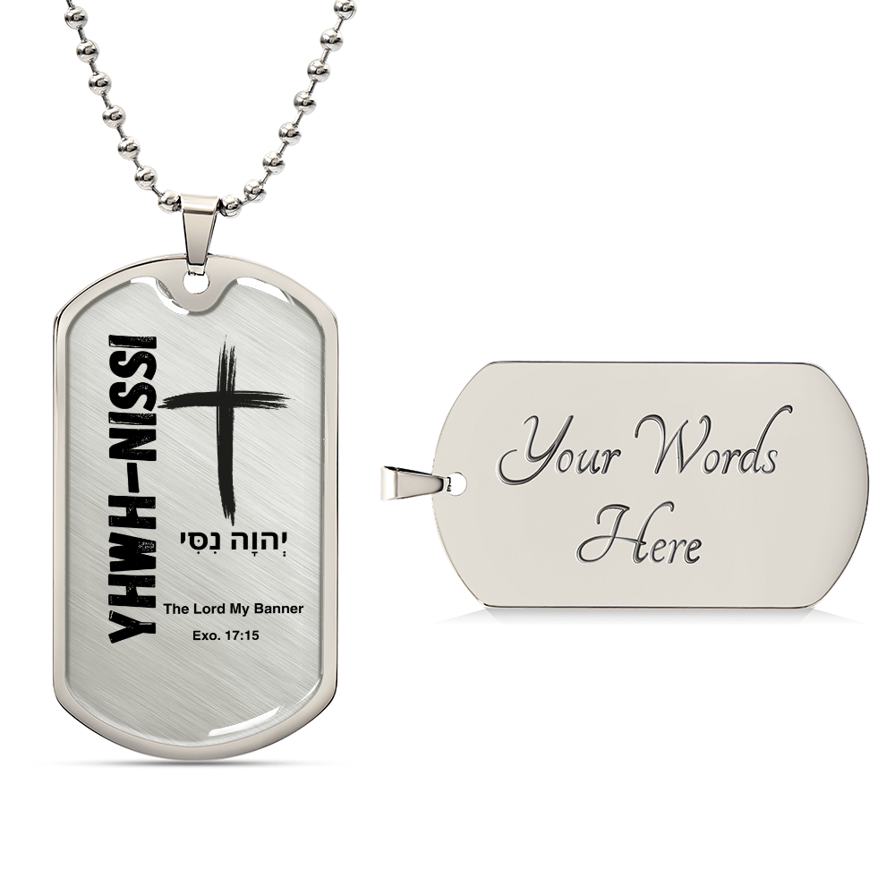 YHWH-Nissi The Lord My Banner The Names of God  Luxury Graphic Dog Tag Necklace