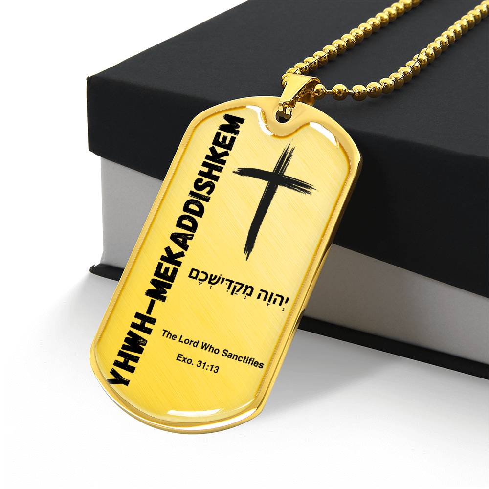 YHWH-Hamelech The Lord, the King The Names of God Luxury Graphic Dog Tag Necklace