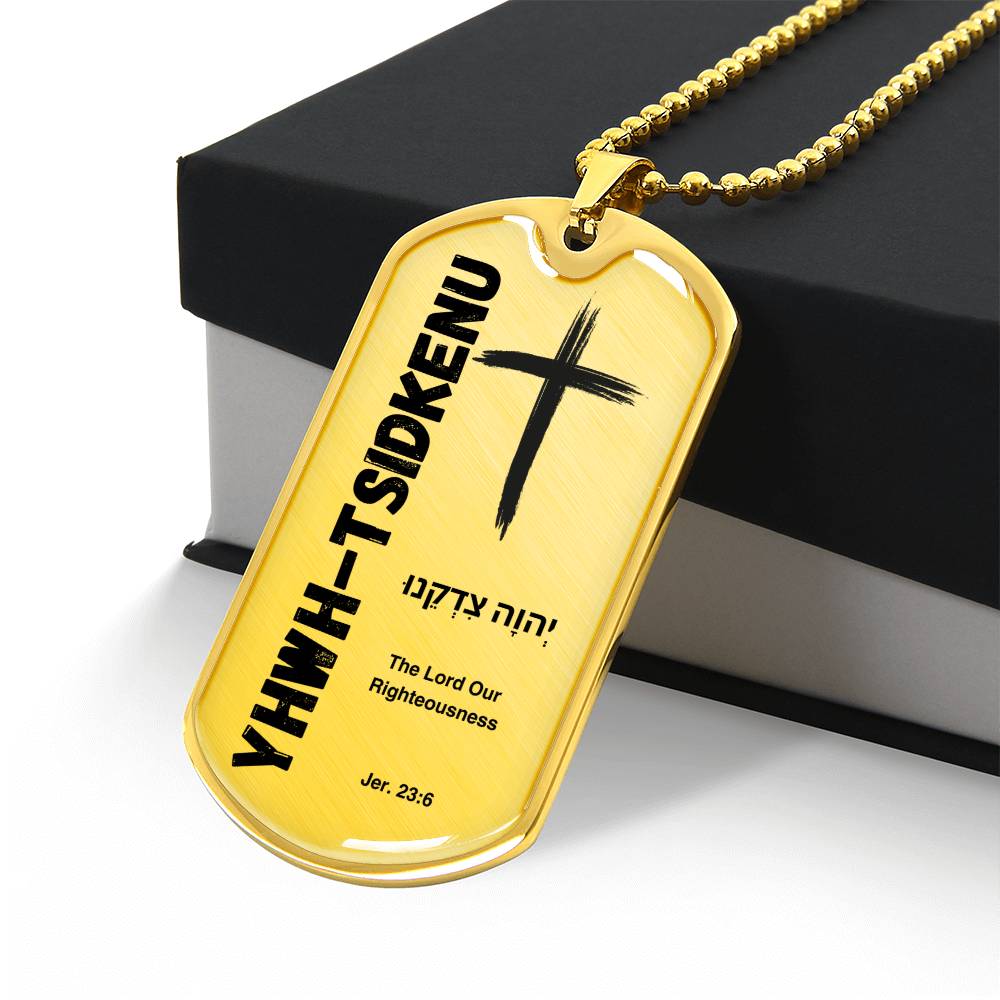 YHWH-Tsidkenu The Lord Our Righteousness The Names of God Luxury Graphic Dog Tag Necklace