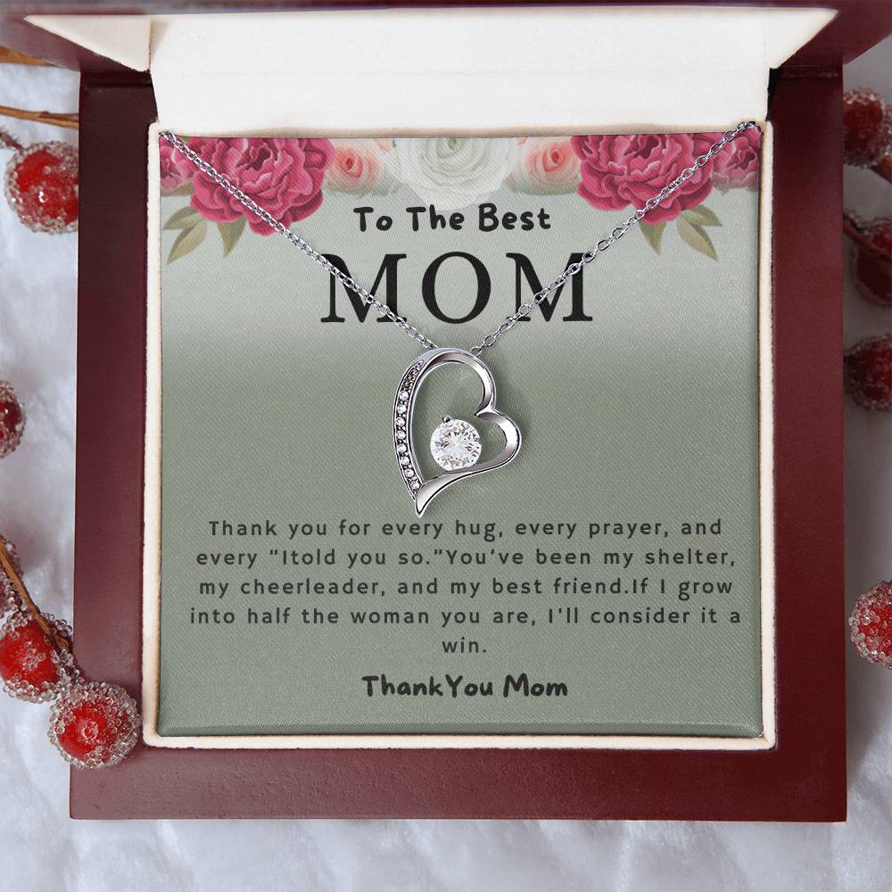 To The Best Mom Thank You For Every Hug Forever Love Necklace