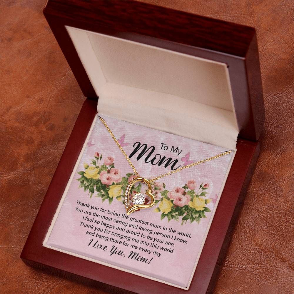 To My Mom Thank You for Being the Greatest Mom Forever Love Necklace