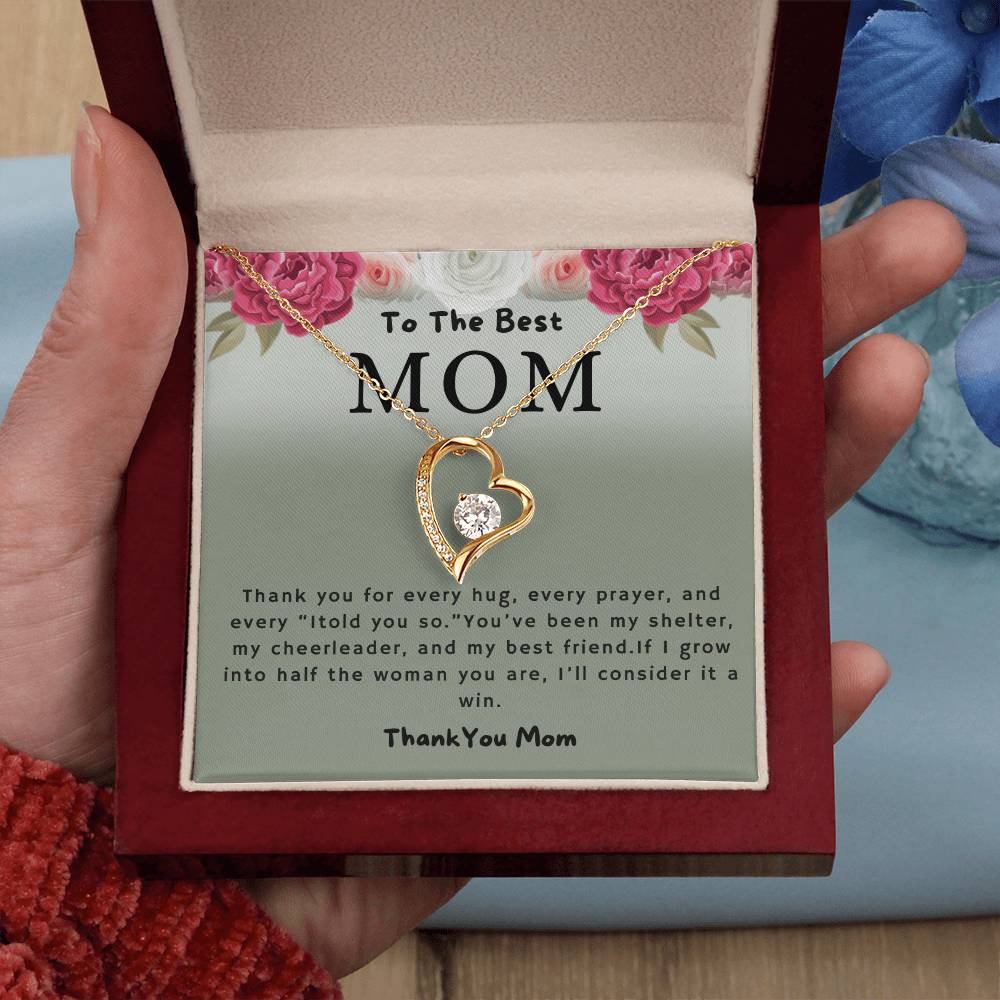 To The Best Mom Thank You For Every Hug Forever Love Necklace