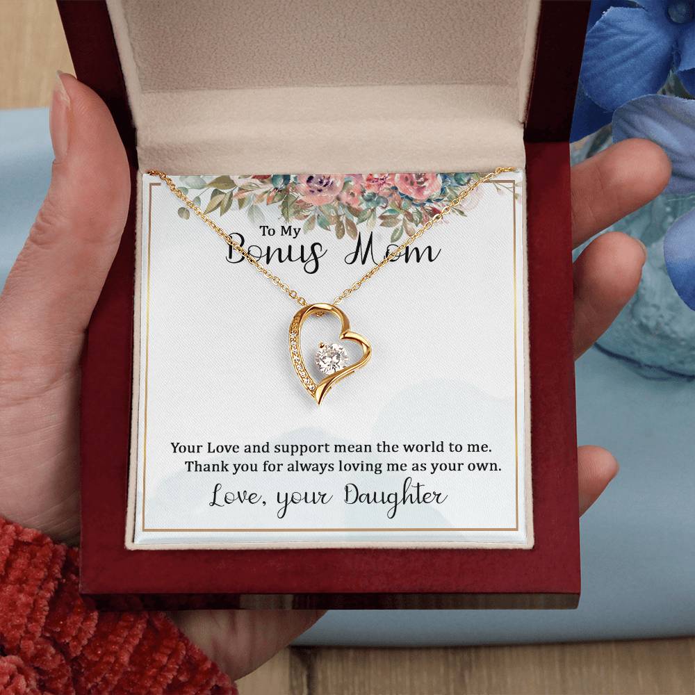 To My Bonus Mom Your Love and  Support Means the World to Me Forever Love Necklace