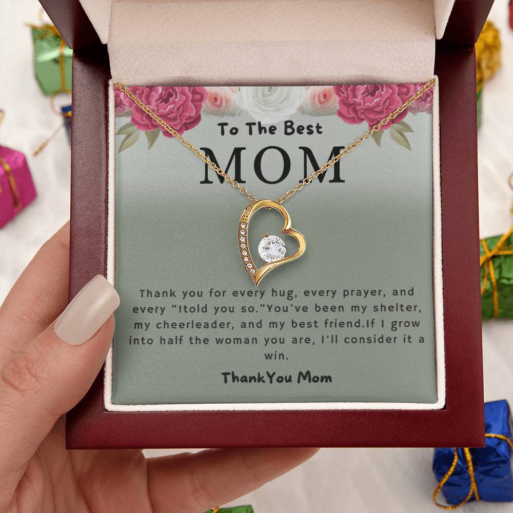 To The Best Mom Thank You For Every Hug Forever Love Necklace