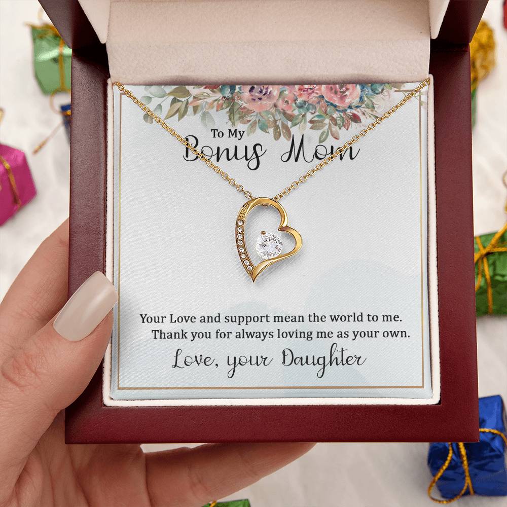 To My Bonus Mom Your Love and  Support Means the World to Me Forever Love Necklace