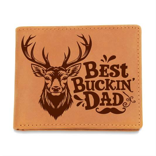 Best Buckin' Dad Graphic Leather Wallet Father's Day Gift for Father, Gift for Dad