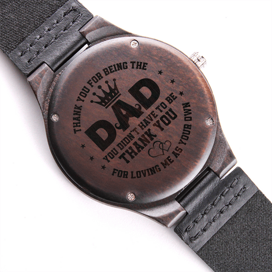 To My Dad, Happy Father's Day Non-Message Card Wood Watch with Engraving for Dad, Father, Bonus Dad