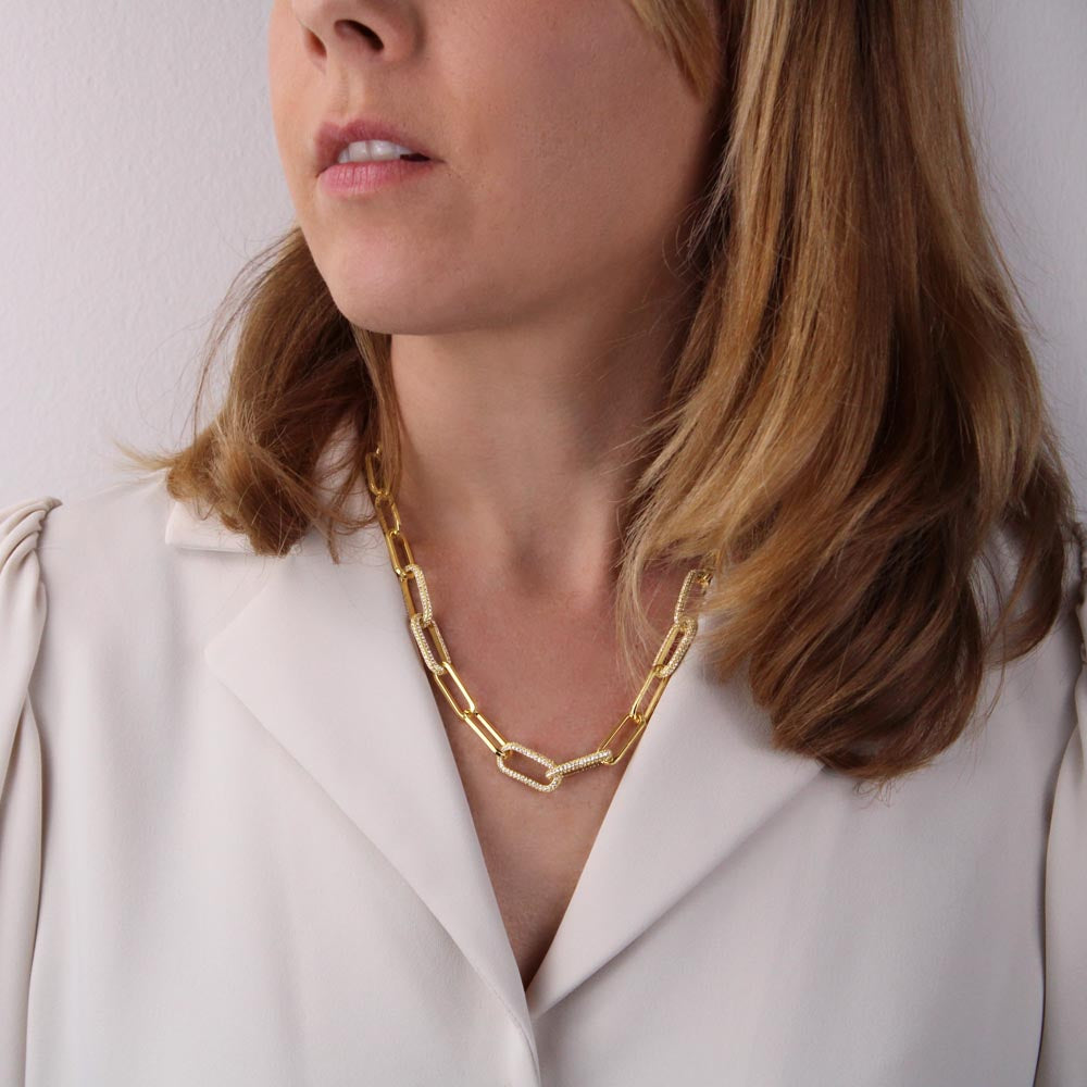 Mom,  You're the Real MVP CZ Paperclip Chain Necklace (f/k/a Forever Linked Necklace or Embellished Chain)