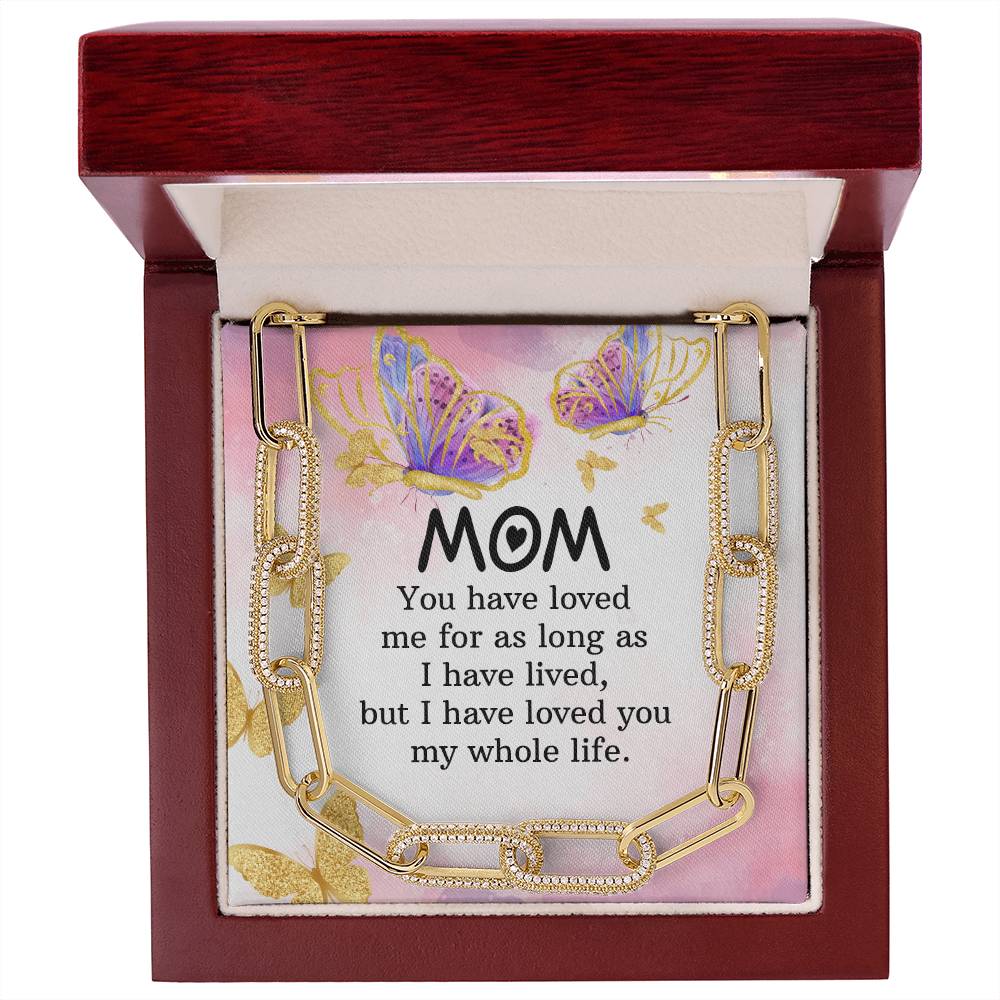 Mom You Have Loved Me CZ Paperclip Chain Necklace (f/k/a Forever Linked Necklace or Embellished Chain)