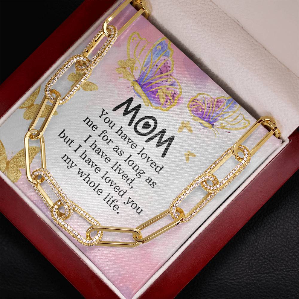 Mom You Have Loved Me CZ Paperclip Chain Necklace (f/k/a Forever Linked Necklace or Embellished Chain)
