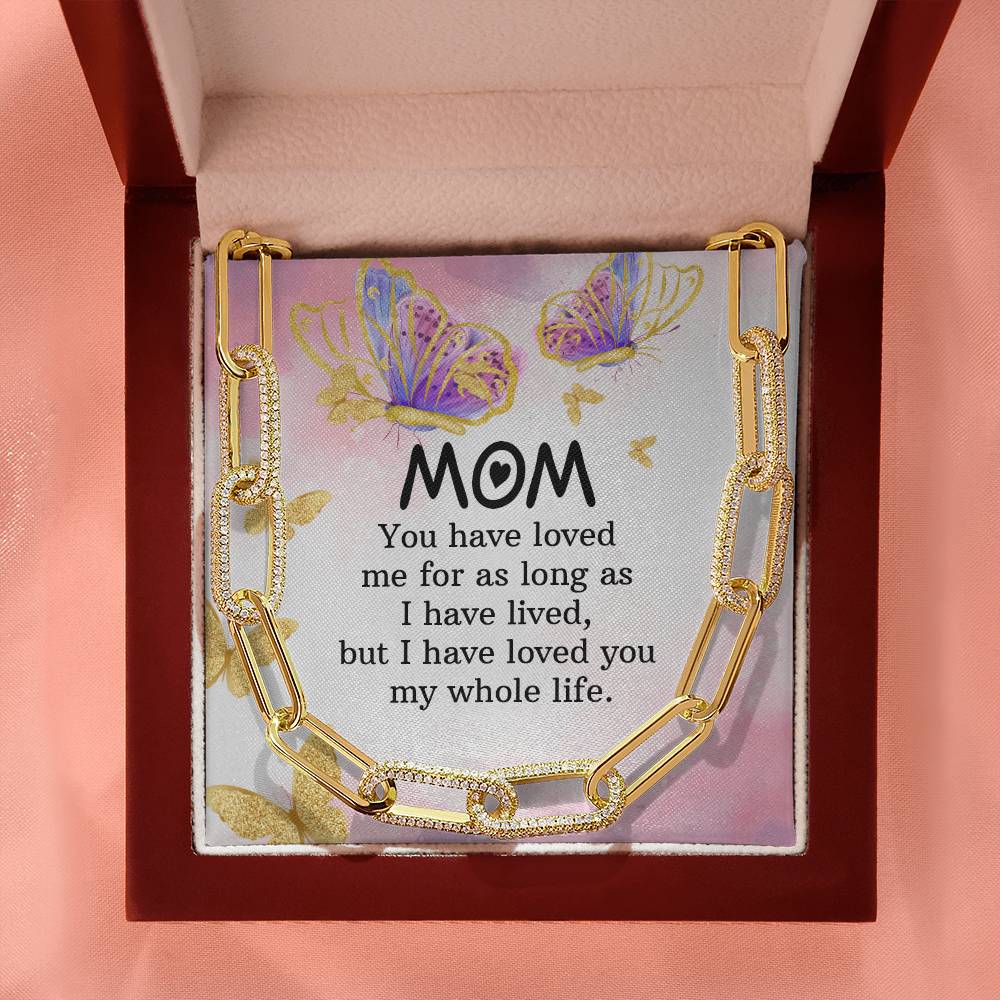 Mom You Have Loved Me CZ Paperclip Chain Necklace (f/k/a Forever Linked Necklace or Embellished Chain)