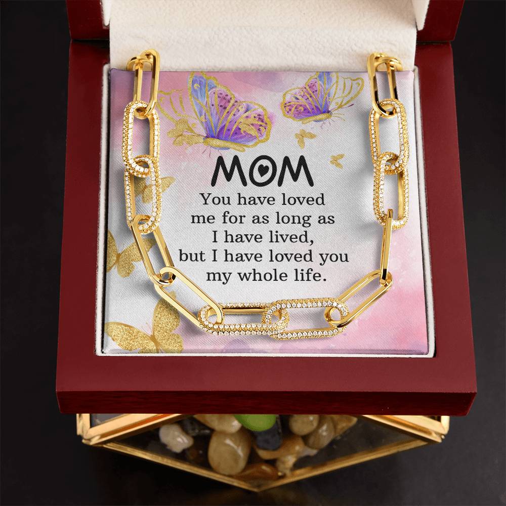 Mom You Have Loved Me CZ Paperclip Chain Necklace (f/k/a Forever Linked Necklace or Embellished Chain)