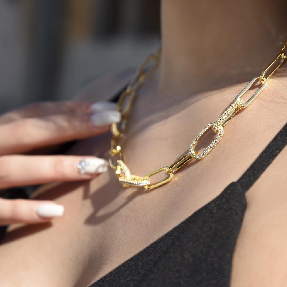 Mom,  You're the Real MVP CZ Paperclip Chain Necklace (f/k/a Forever Linked Necklace or Embellished Chain)