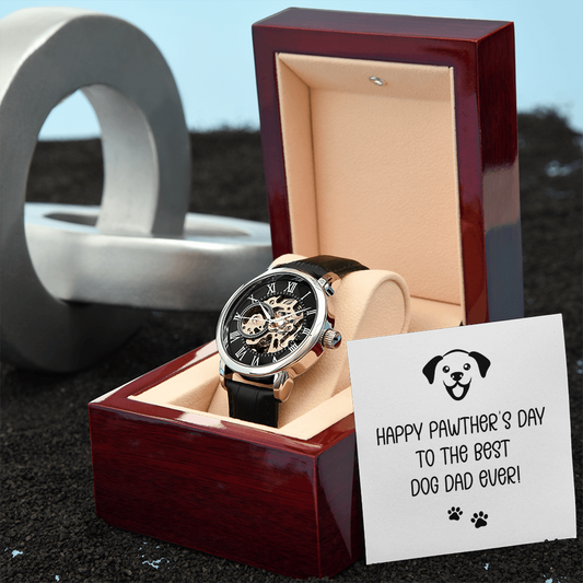 Happy Pawther's Day To The Best Dog Dad Ever Openwork Watch Father's Day Gift for Father, Gift for Dad