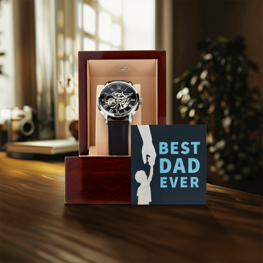 Best Dad Ever Openwork Watch Father's Day Gift for Father, Gift for Dad