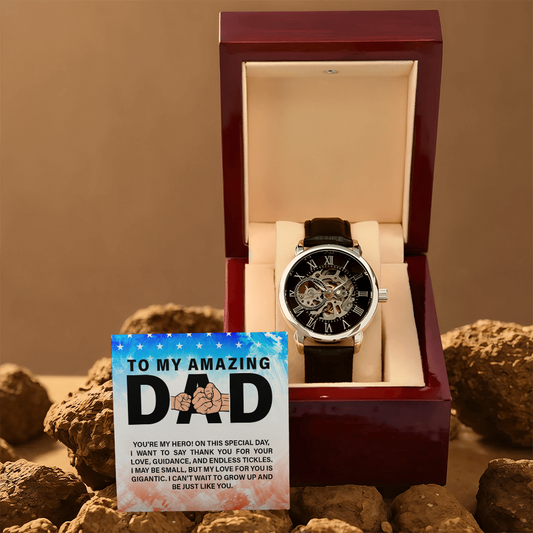 To My Amazing Dad, You Are My Hero Openwork Watch Father's Day Gift for Father, Gift for Dad