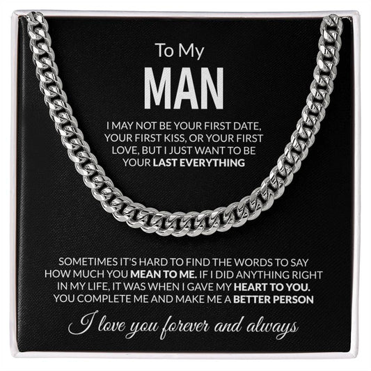 Cuban Link Chain To My Man I Love you Forever and Always