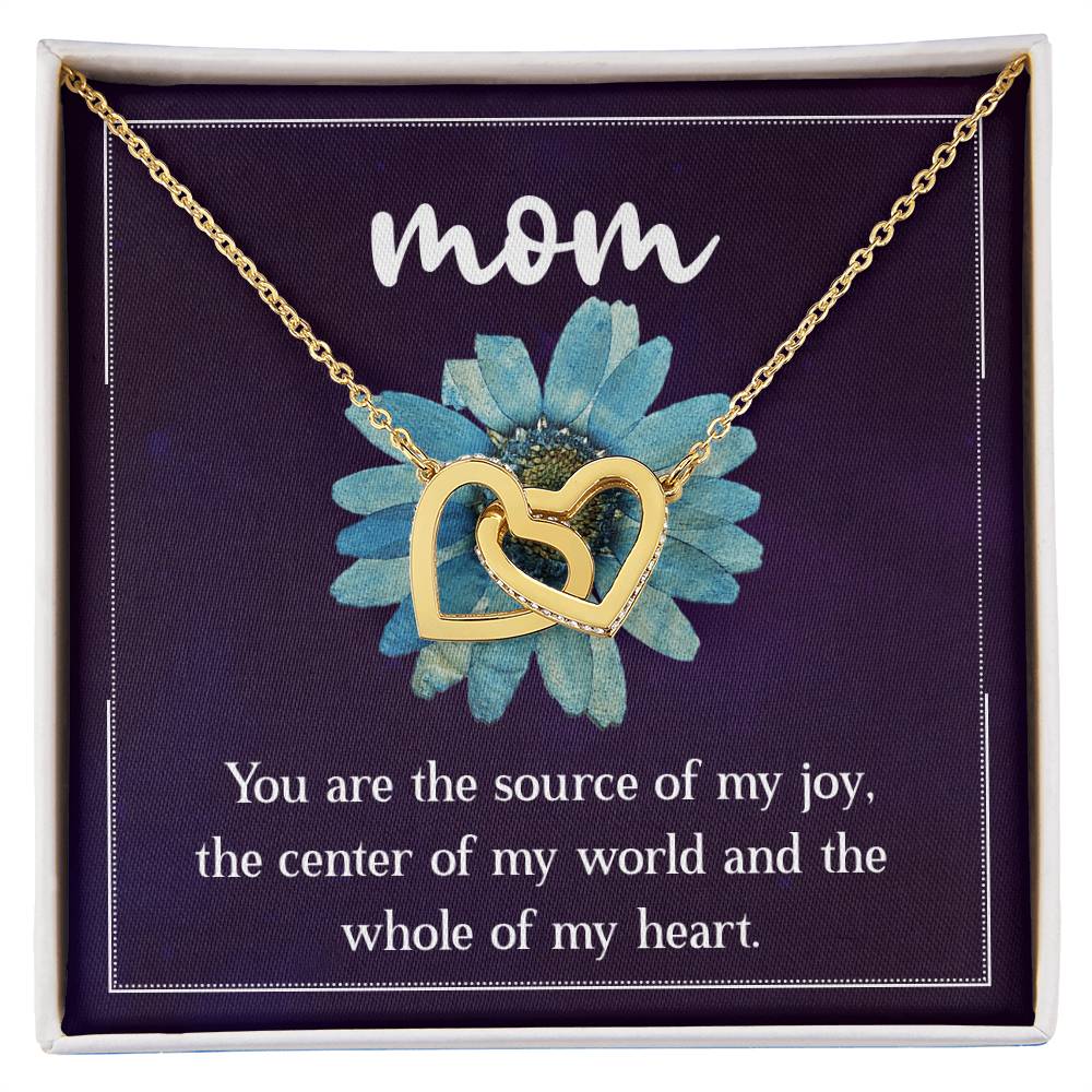 Mom You are the Source of my Joy Interlocking Hearts Necklace (Yellow & White Gold Variants)